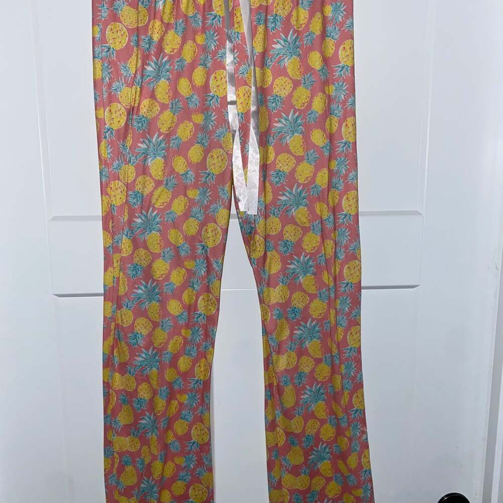 Simply Southern Print Pajama Pants, Pink and Yellow, Size M